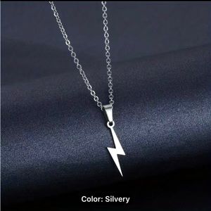 Silver Stainless Steel Lightning Pendant Men's Necklace Creative Couple Necklace